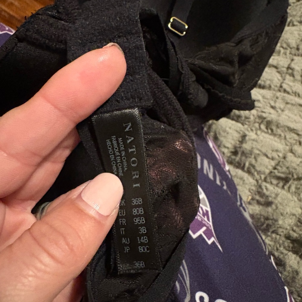 Natori Black Floral Jacquard Underwire Bra Size 36B (0993) - Picture 3 of 4
